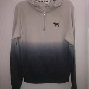 NWOT PINK blue and cream quarter zip